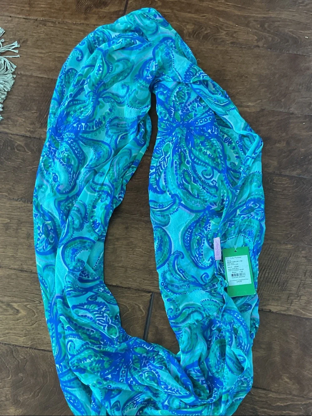 Lilly Pulitzer Teal and Royal Blue Paisley Infinity Scarf